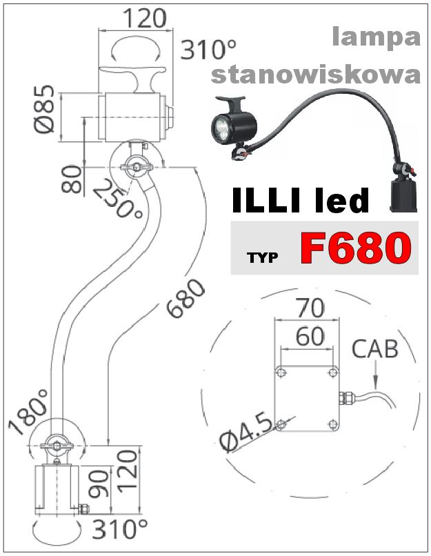 Lampy stanowiskowe na ramieniu