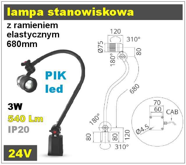 lampy stanowiskowe z wysięgnikiem regulowanym
